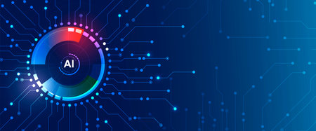 Abstract Artificial intelligence. Technology web background. Virtual conceptのイラスト素材