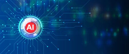 Abstract Artificial intelligence. Technology web background. Virtual conceptのイラスト素材