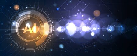 Abstract Artificial intelligence. Technology web background. Virtual conceptのイラスト素材
