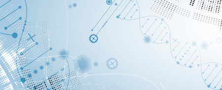 Abstract DNA technology. Science medical concept. Futuristic background.  Wireframe molecules...