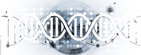 Abstract DNA technology. Science medical concept. Futuristic background.  Wireframe molecules structureのイラスト素材