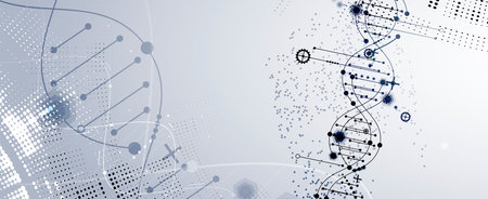 Abstract artificial intelligence DNA technology. Science and social concept.  Futuristic connection...