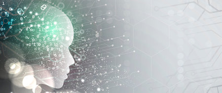 Conceptual technology illustration of artificial intelligence. Abstract futuristic background