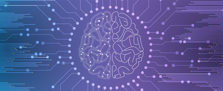 Quantum processing. Deep learning artificial intelligence. Future new technology  for business or...