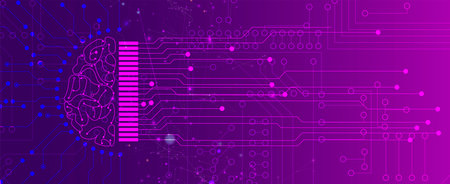 Quantum processing. Deep learning artificial intelligence. Future new technology  for business or...