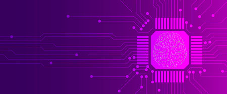 Quantum processing. Deep learning artificial intelligence. Future new technology  for business or...