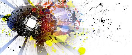 Abstract Artificial intelligence. Technology web background. Virtual conceptのイラスト素材