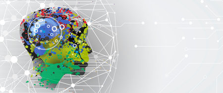 Abstract Artificial intelligence. Cloud computing. Machine learning. Technology web background....