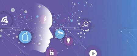 Conceptual technology illustration of artificial intelligence. Abstract futuristic backgroundのイラスト素材