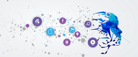 Conceptual technology illustration of artificial intelligence. Abstract futuristic background