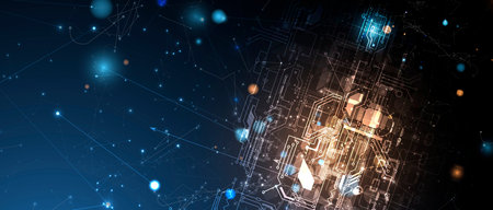 Abstract circuit board futuristic technology processing business background