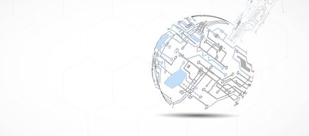 Abstract circuit board futuristic technology processing businessのイラスト素材