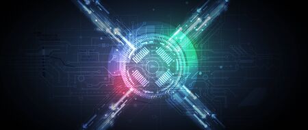 Abstract circuit board futuristic technology processing business backgroundのイラスト素材