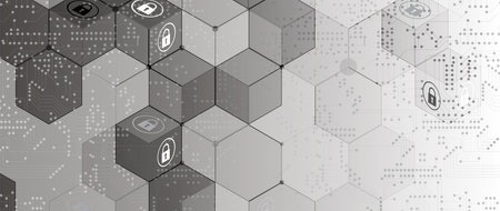 internet digital syber security technology concept for business background. Lock on circuit board