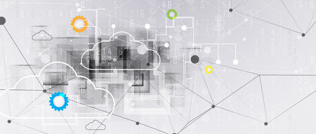 modern cloud technology. Integrated digital web concept background