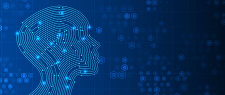 Conceptual technology illustration of artificial intelligence. Abstract futuristic backgroundのイラスト素材