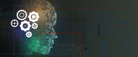 Abstract Artificial intelligence. Cloud computing. Machine learning. Technology web background....
