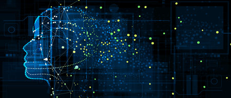 Abstract Artificial intelligence. Technology web background. Virtual concept