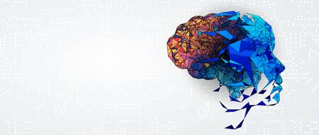 Abstract human brain. Artificial intelligence new technology. Science futuristic backgroundのイラスト素材