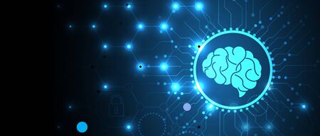 Abstract human brain. Artificial intelligence new technology. Science futuristic backgroundのイラスト素材