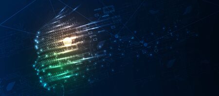 Conceptual technology illustration of artificial intelligence. Abstract futuristic backgroundのイラスト素材