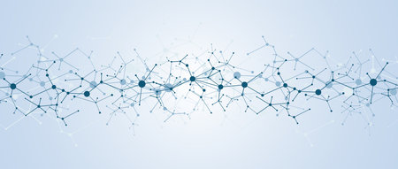 Neural network concept. Connected cells with links. High technology process. Abstract futuristic backgroundのイラスト素材