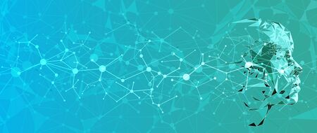 Abstract Artificial intelligence. Cloud computing. Machine learning. Technology web background. Virtual concept futuristic backgroundのイラスト素材