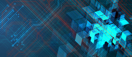 Abstract tech background. Futuristic technology interface with geometric shapes