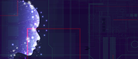 Conceptual technology illustration of artificial intelligence. Abstract futuristic background