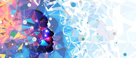 Conceptual technology illustration of artificial intelligence. Abstract futuristic backgroundのイラスト素材