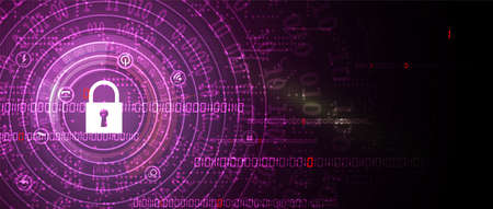 internet digital syber security technology concept for business background. Lock on circuit boardのイラスト素材
