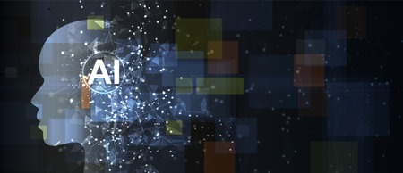 Conceptual technology illustration of artificial intelligence. Abstract futuristic background