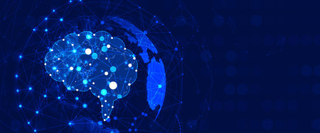 Neural network concept. Connected cells with links. High technology process. Abstract futuristic...