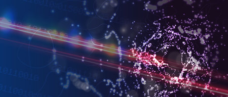 Quantum processing. Deep learning artificial intelligence. Future new technology  for business or...