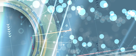 Neural network concept. Connected cells with links. High technology process. Abstract futuristic...