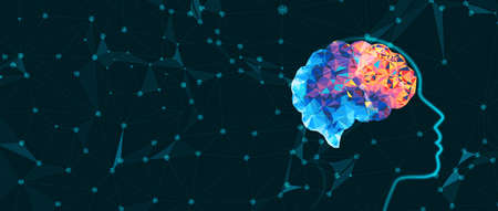 Abstract Artificial intelligence. Cloud computing. Machine learning. Technology web background. Virtual concept futuristic backgroundのイラスト素材