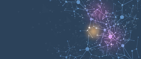 Neural network concept. Connected cells with links. High technology process. Abstract futuristic...