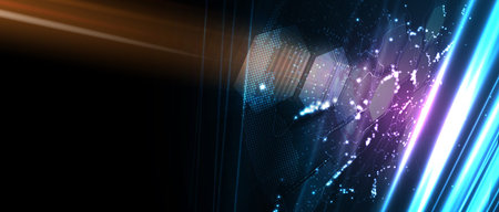 Quantum processing. Deep learning artificial intelligence. Future new technology  for business or...