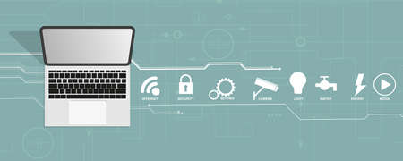 laptop system control. Design Engineering Science like a Modern Technology backgroundのイラスト素材