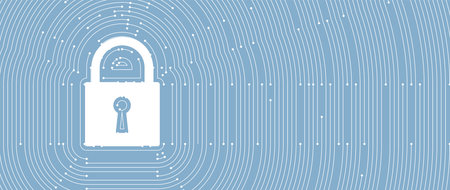internet digital syber security technology concept for business background. Lock on circuit board