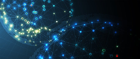 internet digital syber security technology concept for business background. Lock on circuit board