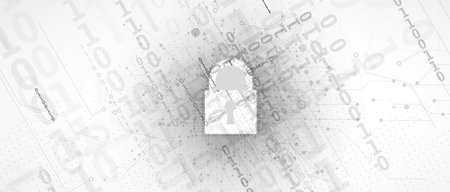 internet digital syber security technology concept for business background. Lock on circuit board