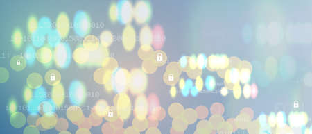 internet digital syber security technology concept for business background. Lock on circuit boardのイラスト素材