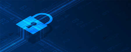 internet digital syber security technology concept for business background. Lock on circuit boardのイラスト素材