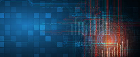 internet digital syber security technology concept for business background. Lock on circuit boardのイラスト素材