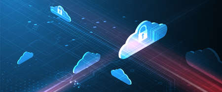 internet digital syber security technology concept for business background. Lock on circuit boardのイラスト素材