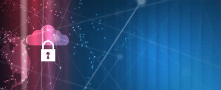 internet digital syber security technology concept for business background. Lock on circuit boardのイラスト素材