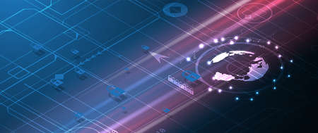 internet digital syber security technology concept for business background. Lock on circuit boardのイラスト素材