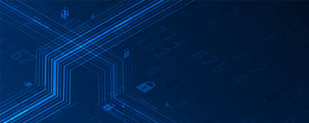 internet digital syber security technology concept for business background. Lock on circuit boardのイラスト素材