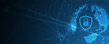 internet digital syber security technology concept for business background. Lock on circuit boardのイラスト素材